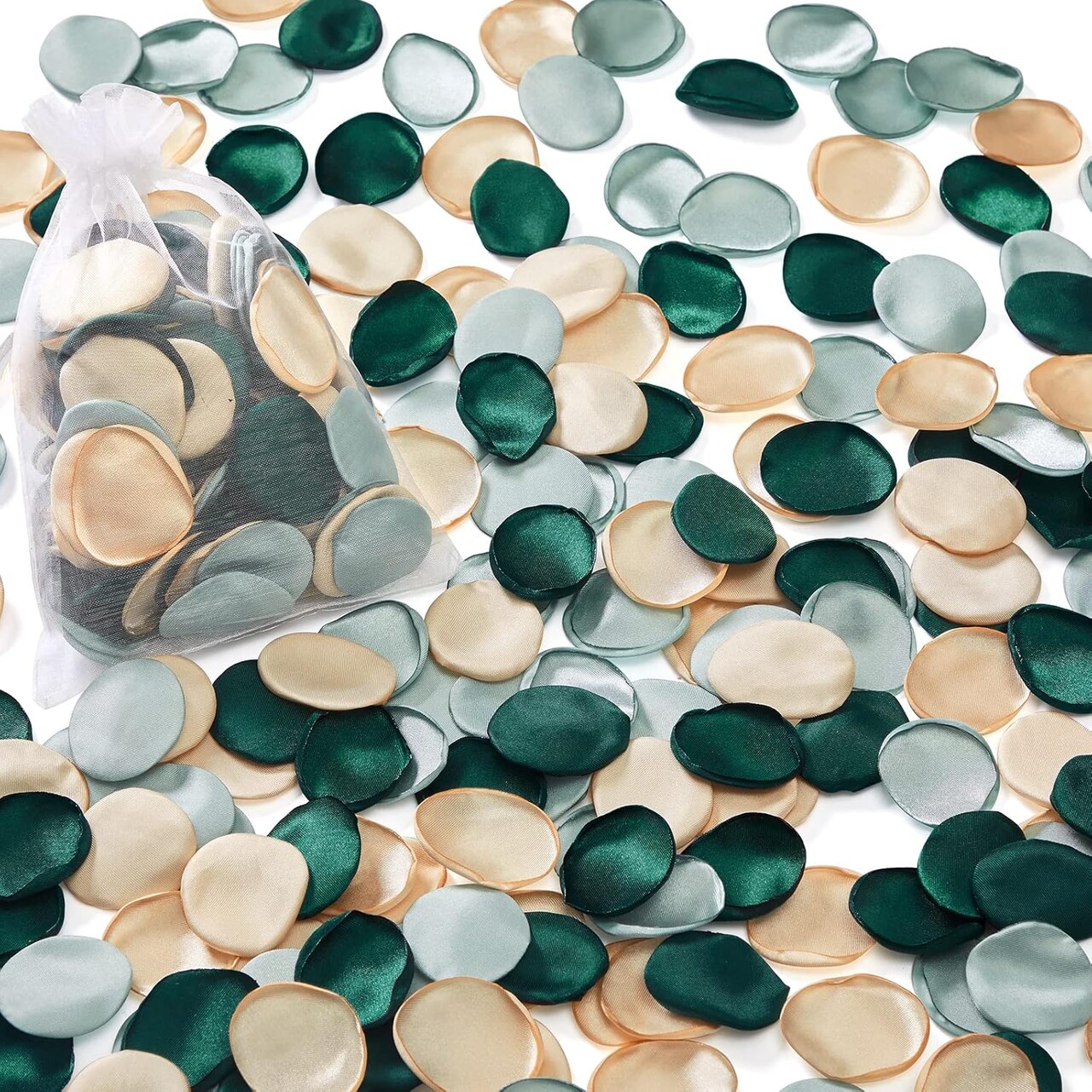 300Pcs Silk Rose Petals Flower Petals for Christmas Weddings Proposal Green Gold Petals Flower Girl Petals Aisle Flower Girl Basket Runner Bridal Shower Table Decor